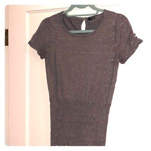 Women's short sleeve, sparkle striped sweater